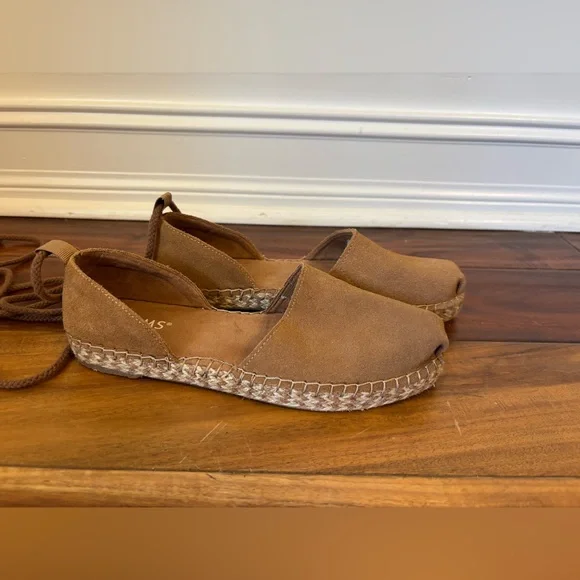 TOMS Women's Tan Katalina Espadrille Shoes with Tie-Up Straps Size 9 - Picture 5 of 10